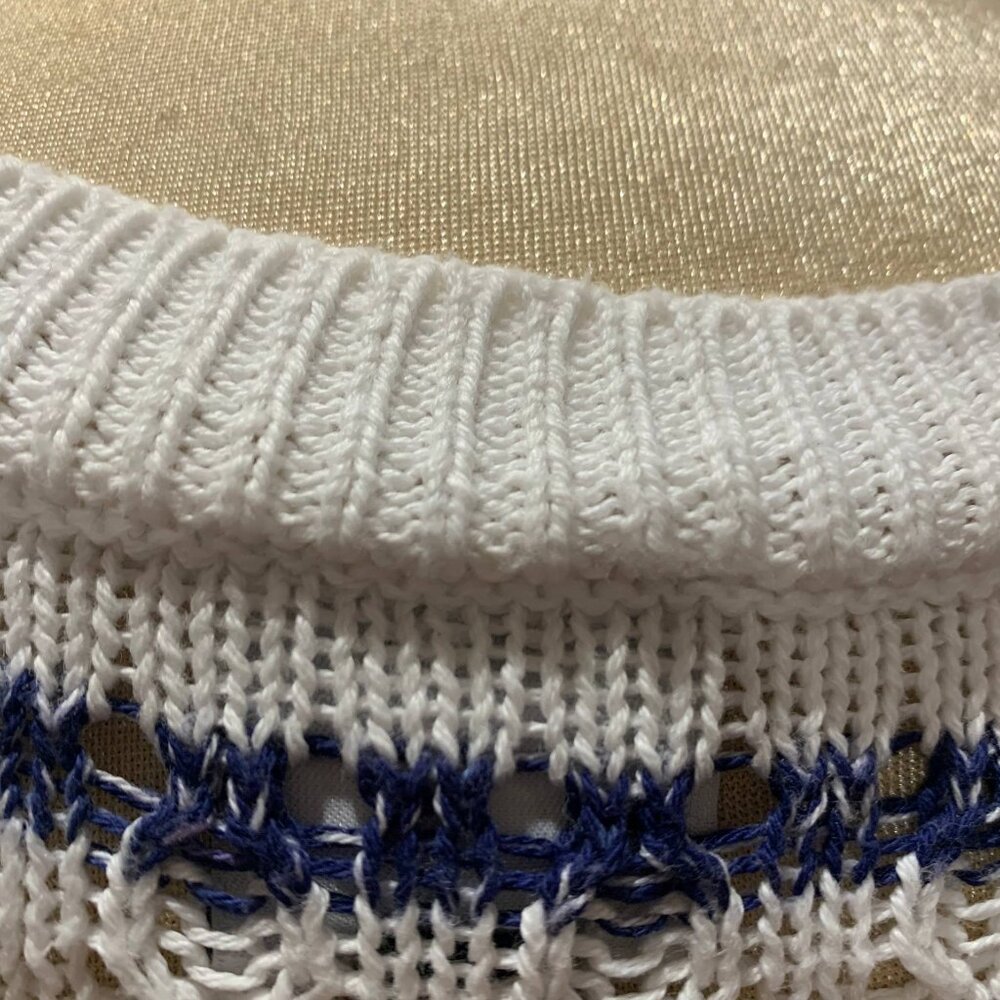 CAbi Navy & White Striped Knit Oversized Sweater - Size M (fits L) - Picture 4 of 10